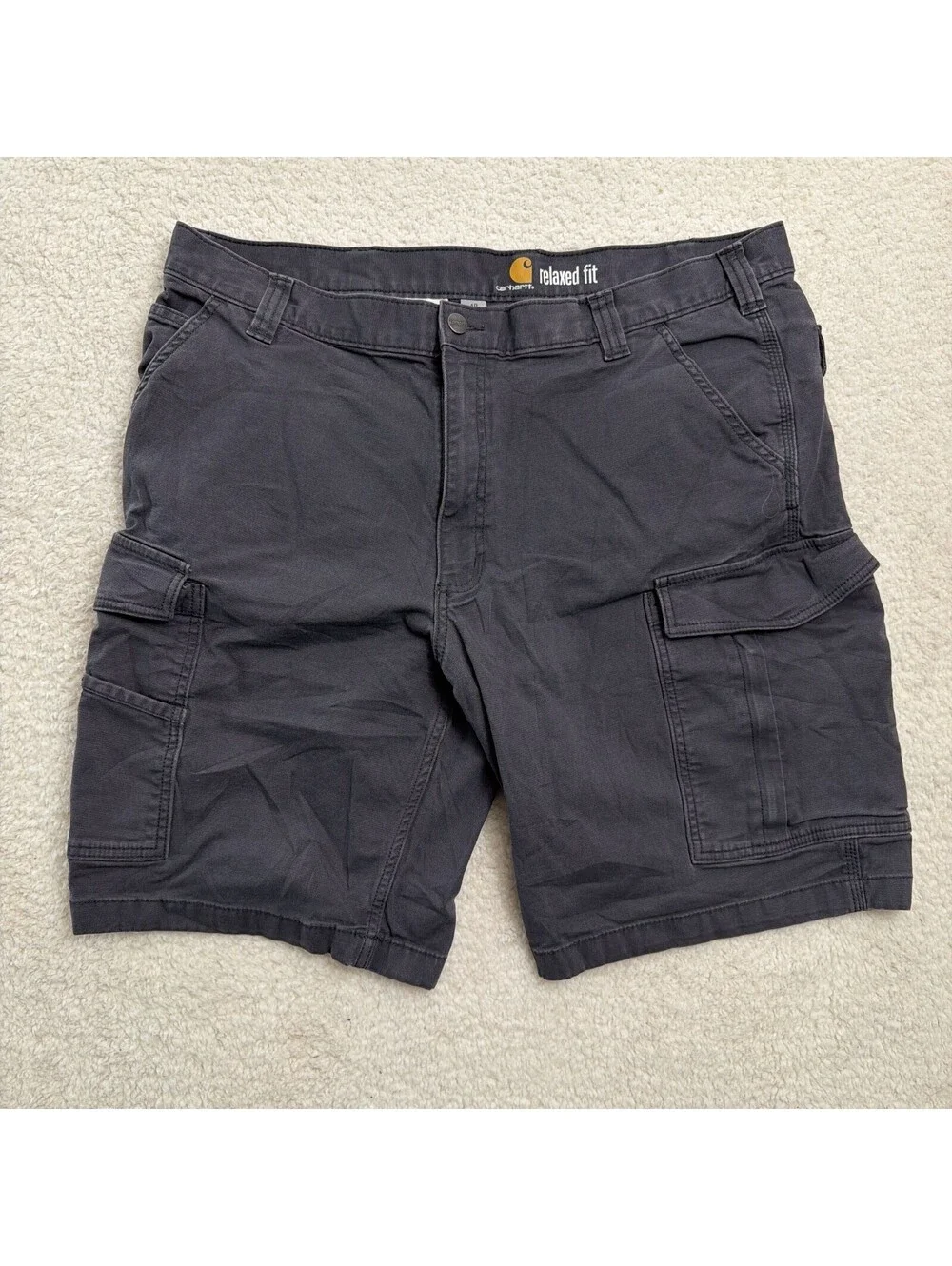 Carhartt Relaxed Fit Cargo Shorts Mens 40 Gray Canvas Work Utility Hammer Loop